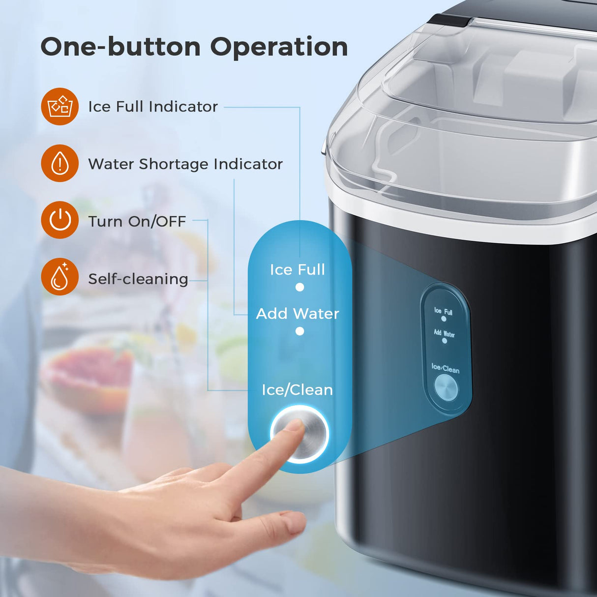 Antarctic-star Nugget Ice Maker Countertop, Portable Ice Maker Machine with Self-Cleaning Function