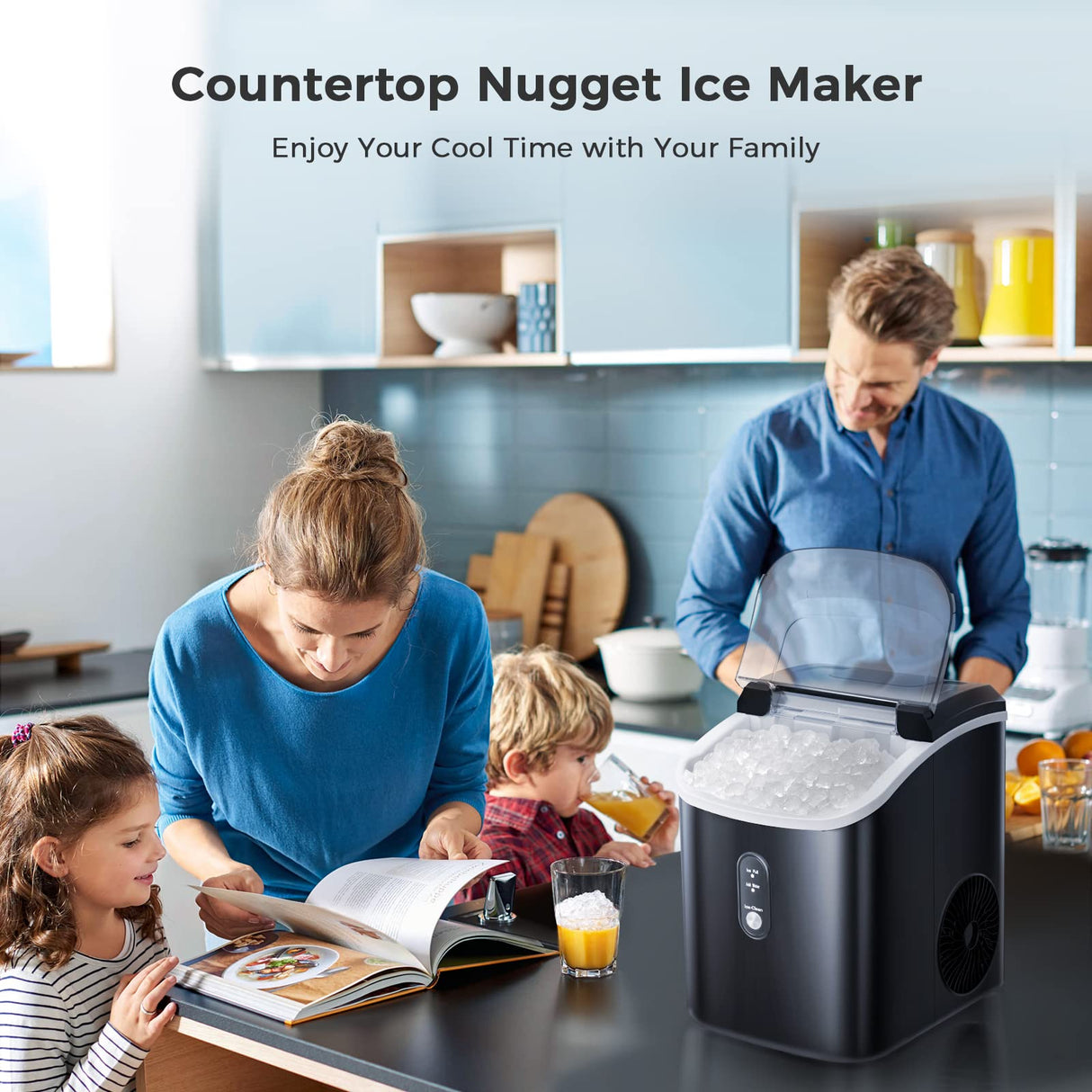 Antarctic-star Nugget Ice Maker Countertop, Portable Ice Maker Machine with Self-Cleaning Function
