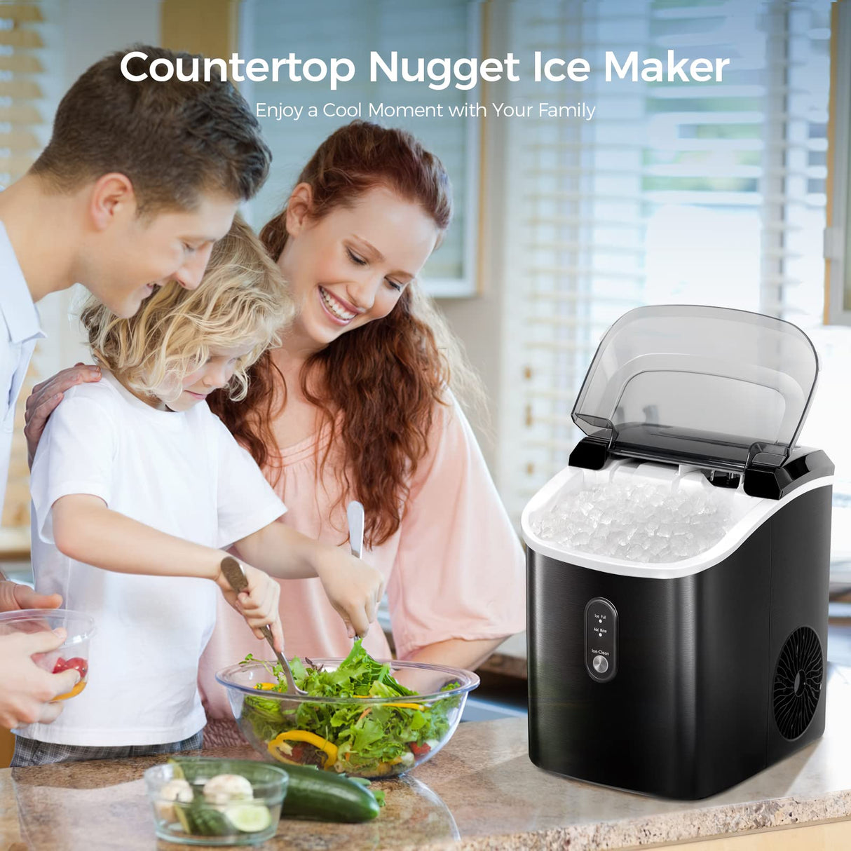 Antarctic-star Nugget Ice Maker Countertop, Portable Ice Maker Machine with Self-Cleaning Function