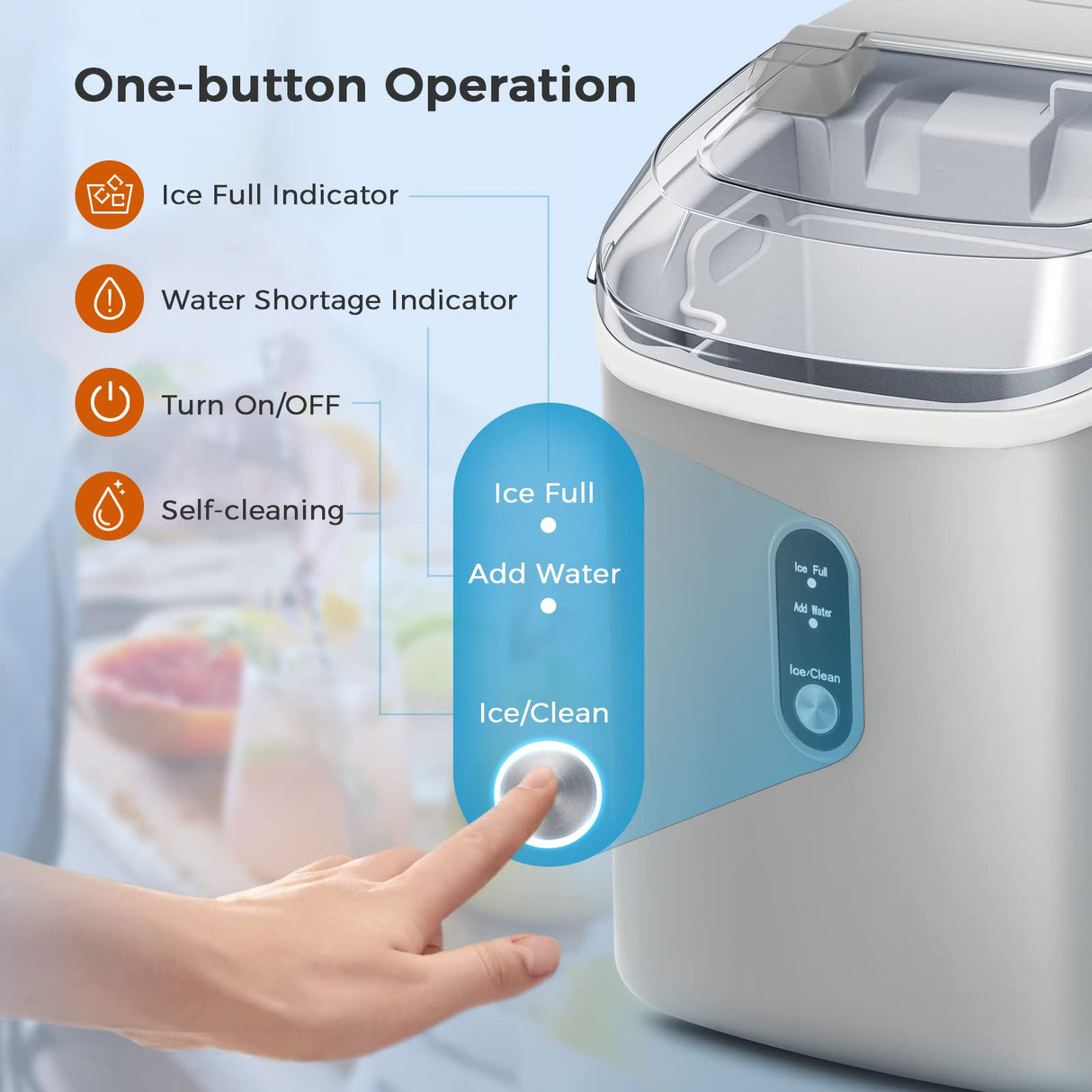 Antarctic-star Nugget Ice Maker Countertop, Portable Ice Maker Machine with Self-Cleaning Function