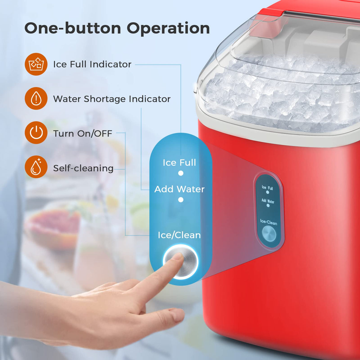 Antarctic-star Nugget Ice Maker Countertop, Portable Ice Maker Machine with Self-Cleaning Function