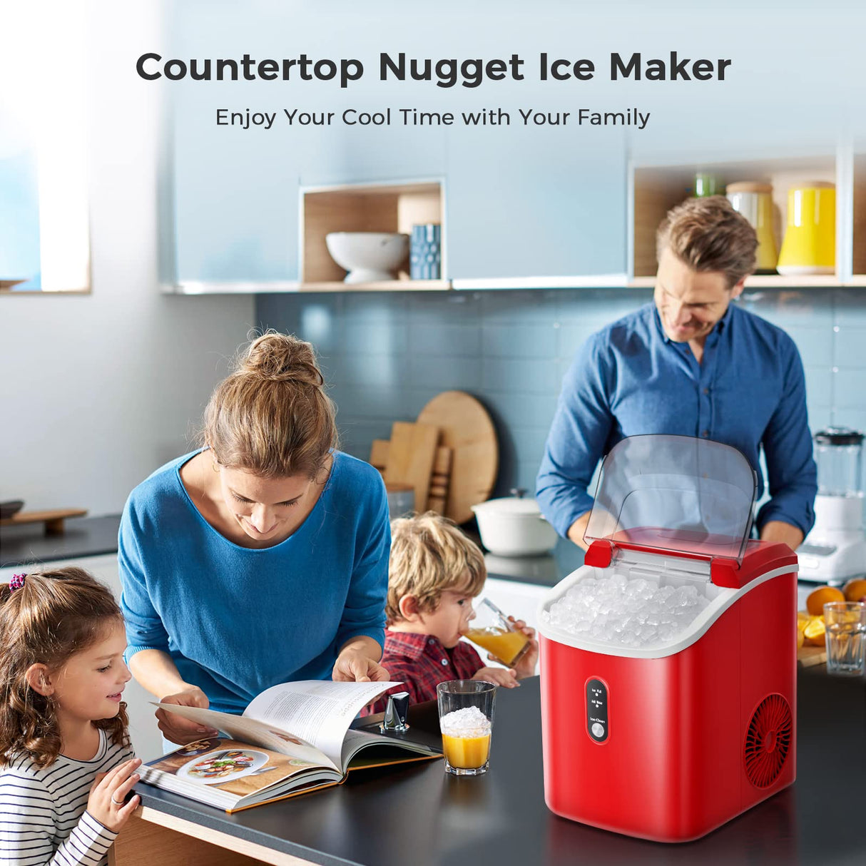 Antarctic-star Nugget Ice Maker Countertop, Portable Ice Maker Machine with Self-Cleaning Function