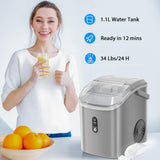 Nugget Countertop Ice Maker with Soft Chewable Ice, 34Lbs/24H, Pebble Portable Ice Machine with Ice Scoop, Self-Cleaning