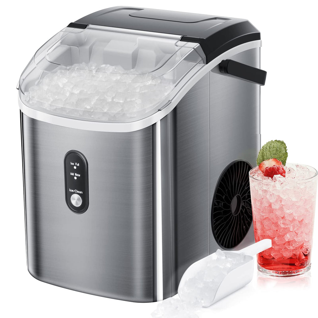 Nugget Ice Maker Countertop, Pebble Ice with Self-Cleaning 35Lbs/24hrs Black