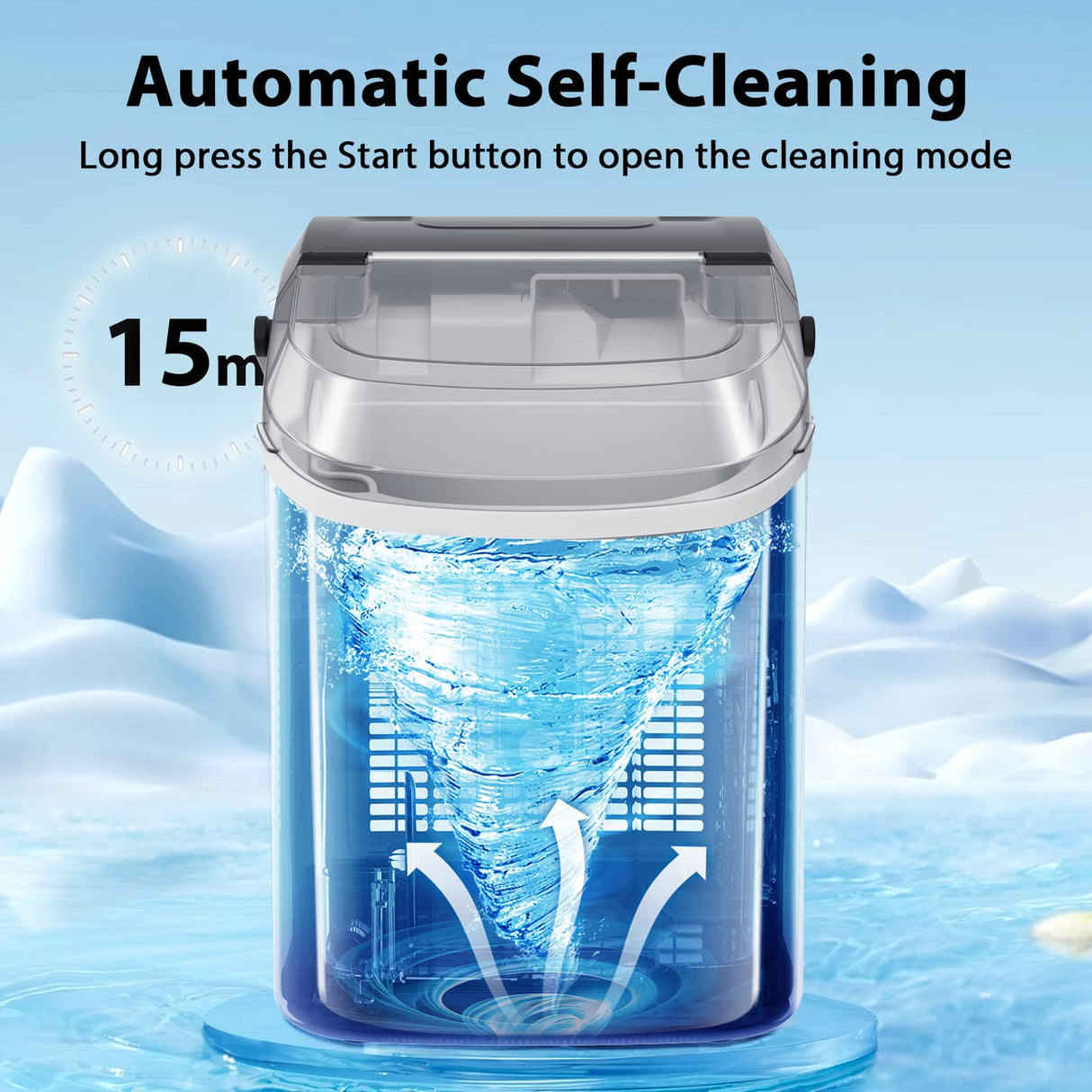 Nugget Countertop Ice Maker with Soft Chewable Ice, 34Lbs/24H, Pebble Portable Ice Machine with Ice Scoop, Self-Cleaning