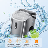 Nugget Countertop Ice Maker with Soft Chewable Ice, 34Lbs/24H, Pebble Portable Ice Machine with Ice Scoop, Self-Cleaning