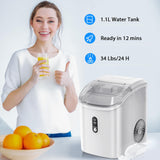 Nugget Countertop Ice Maker with Soft Chewable Ice, 34Lbs/24H, Pebble Portable Ice Machine with Ice Scoop, Self-Cleaning