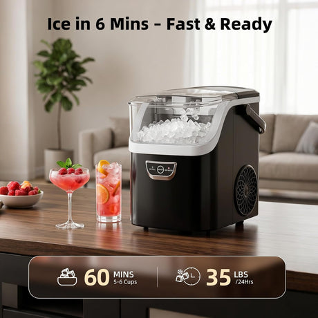 35Lbs Nugget Ice Maker Countertop, Portable Chewable Crushed Ice Machine with Self - Cleaning - ANTARCTIC - STARice maker