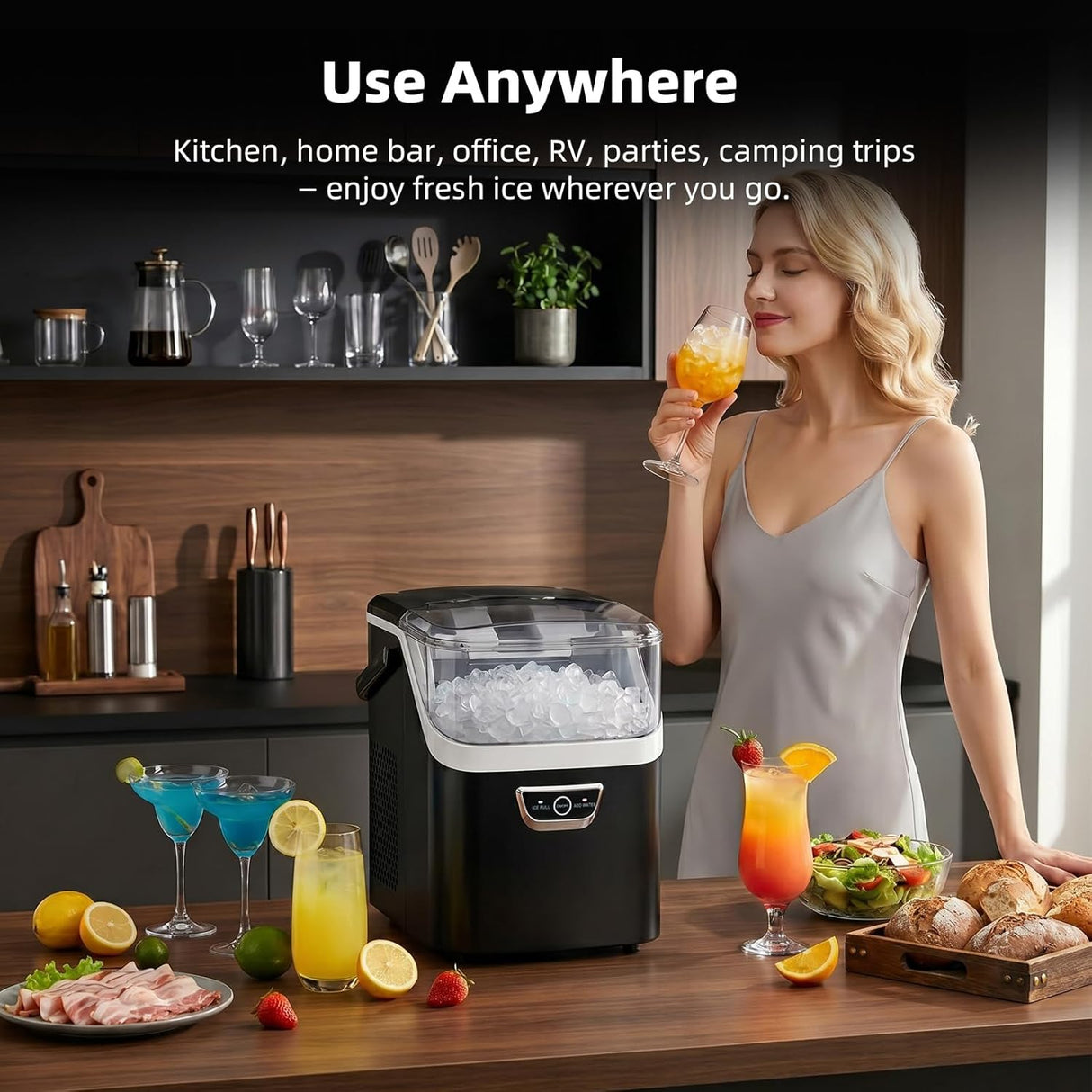 35Lbs Nugget Ice Maker Countertop, Portable Chewable Crushed Ice Machine with Self - Cleaning - ANTARCTIC - STARice maker