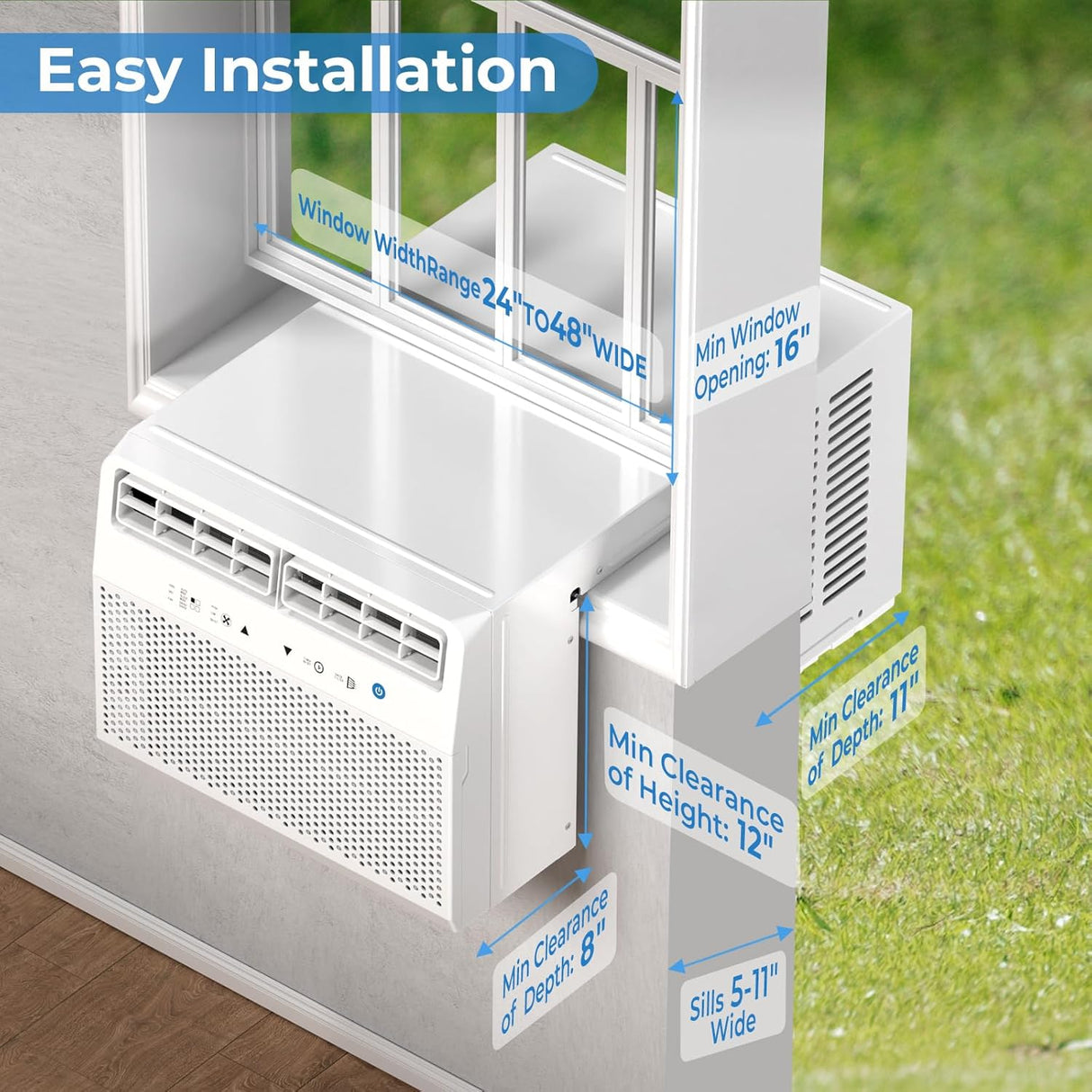 Antarctic Star U-Shaped Air Conditioner Window Unit 10000BTU, Ultra Quiet Window Air Conditioner Cools up to 450 Sq. Ft, Saddle Window AC Units with Full Window View, Energy Saving, Easy to install