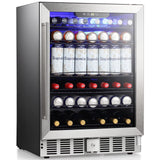 Antarctic Star 5.1 Cu.Ft Beverage Refrigerator- Wine Cooler Low Noise Transparent Glass Door LED Light Stainless Steel Efficient Cooling System