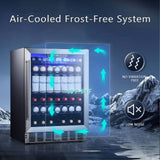 Antarctic Star 5.1 Cu.Ft Beverage Refrigerator- Wine Cooler Low Noise Transparent Glass Door LED Light Stainless Steel Efficient Cooling System