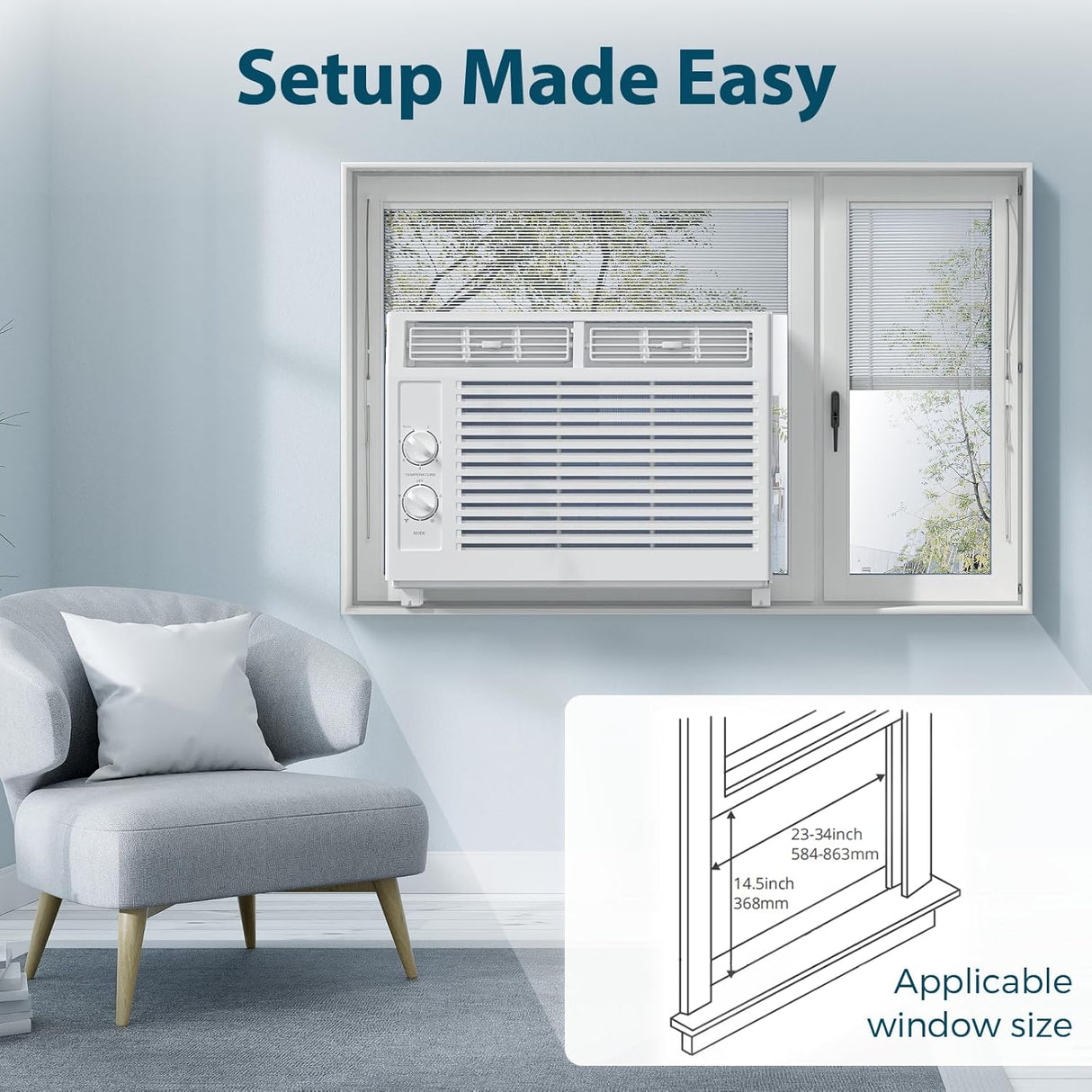 5,000 BTU Small Air Conditioner Window Unit Cool Up to 150 Sq.ft - ANTARCTIC - STARAir Conditioner
