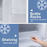 Antarctic Star 1.6Cu.Ft Compact Refrigerator Mini Fridge Glass Door Low Noise Freezer Storage of Beverages Vegetables Fruits, Black