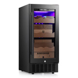 Antarctic-star Electric Humidor, 15 Inch Large Electric Cigar Humidor, with Premium Spanish Cedar Wood Shelves & Drawers, LCD Digital Display