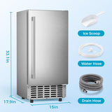 68Lbs/Day Ice Maker with Double Ice Baskets, Bulit - in Freestanding Ice Machine, 24H Timer & Self - Cleaning, for Commercial & Home Use(Silver) - ANTARCTIC - STARice maker