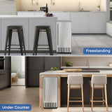 68Lbs/Day Ice Maker with Double Ice Baskets, Bulit - in Freestanding Ice Machine, 24H Timer & Self - Cleaning, for Commercial & Home Use(Silver) - ANTARCTIC - STARice maker