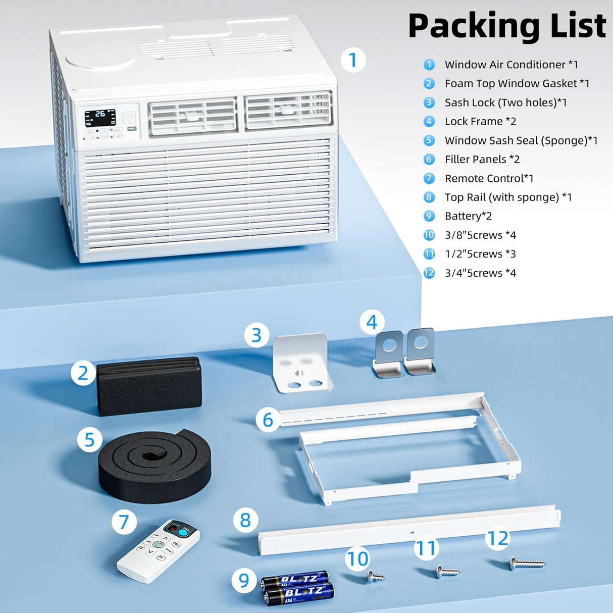 8,000 BTU Air Conditioner Winodw Unit Cools up to 350 Sq. Ft - ANTARCTIC - STARAir Conditioner