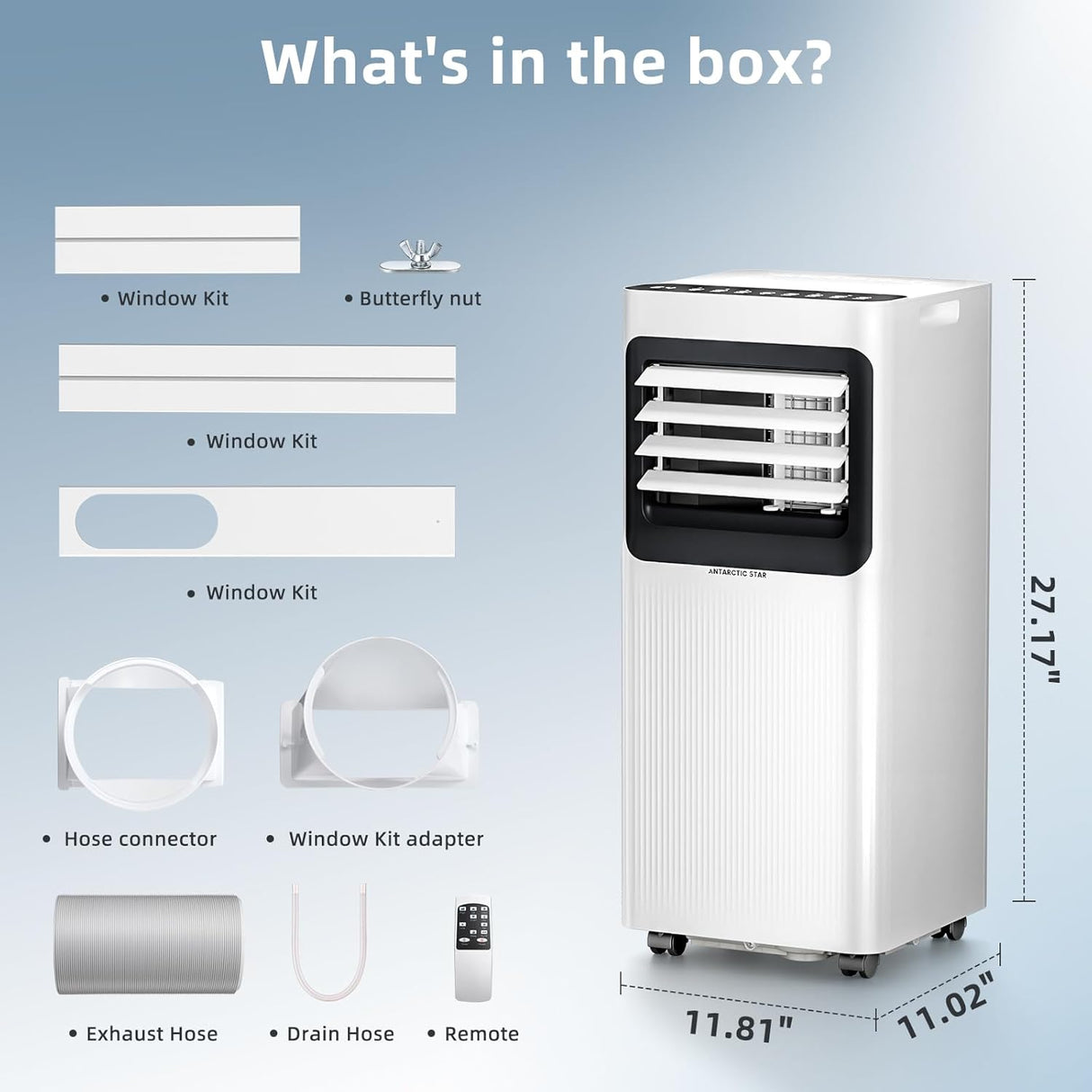 8000BTU Portable Air Conditioner with Remote – 3 - in - 1 Cooling, Fan & Dehumidifier AC4216T - ANTARCTIC - STARAir Conditioner