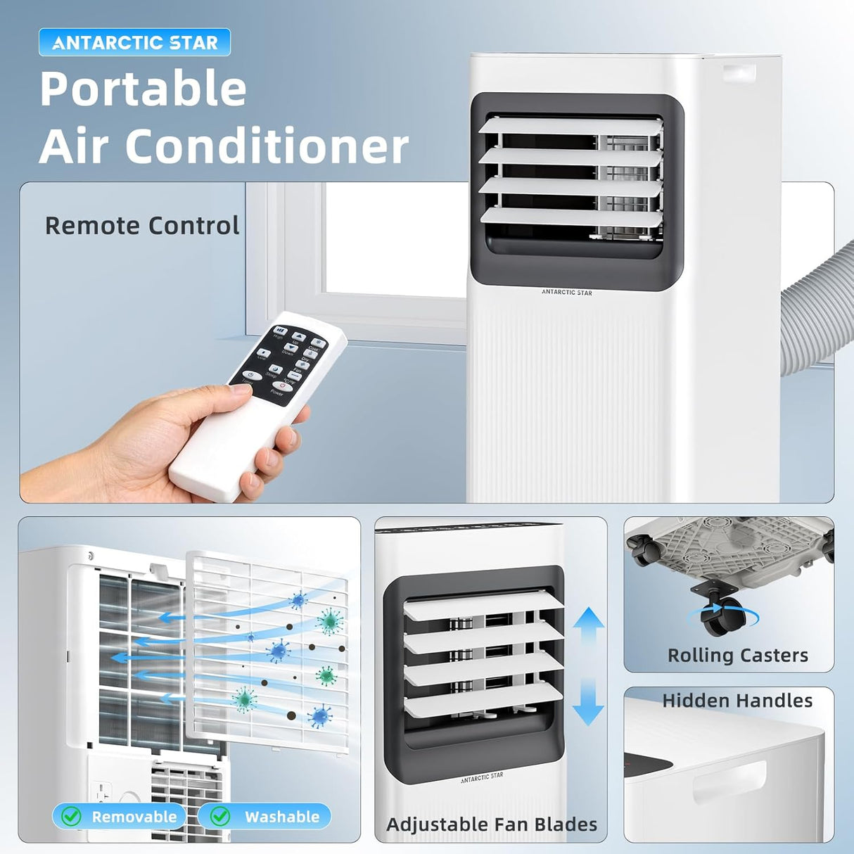 8000BTU Portable Air Conditioner with Remote – 3 - in - 1 Cooling, Fan & Dehumidifier AC4216T - ANTARCTIC - STARAir Conditioner