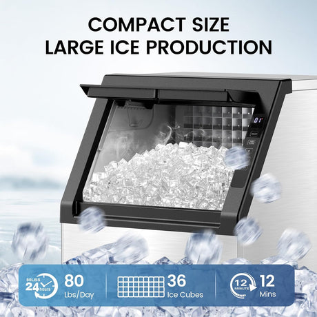 80Lbs/24H Undercounter ice Machine with 28Lbs Ice Storage Capacity - ANTARCTIC - STARice maker