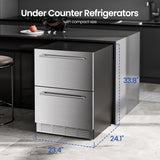 GlideFreezer_Under Counter Refrigerator, 24 Inch Double Drawer Beverage Fridge F58145