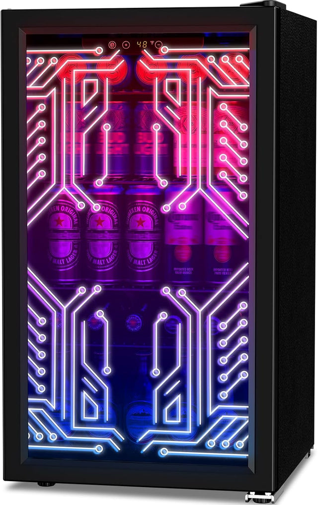 Antarctic Star 3.2 Cu. Ft. Gaming Beverage Refrigerator with Glass Door