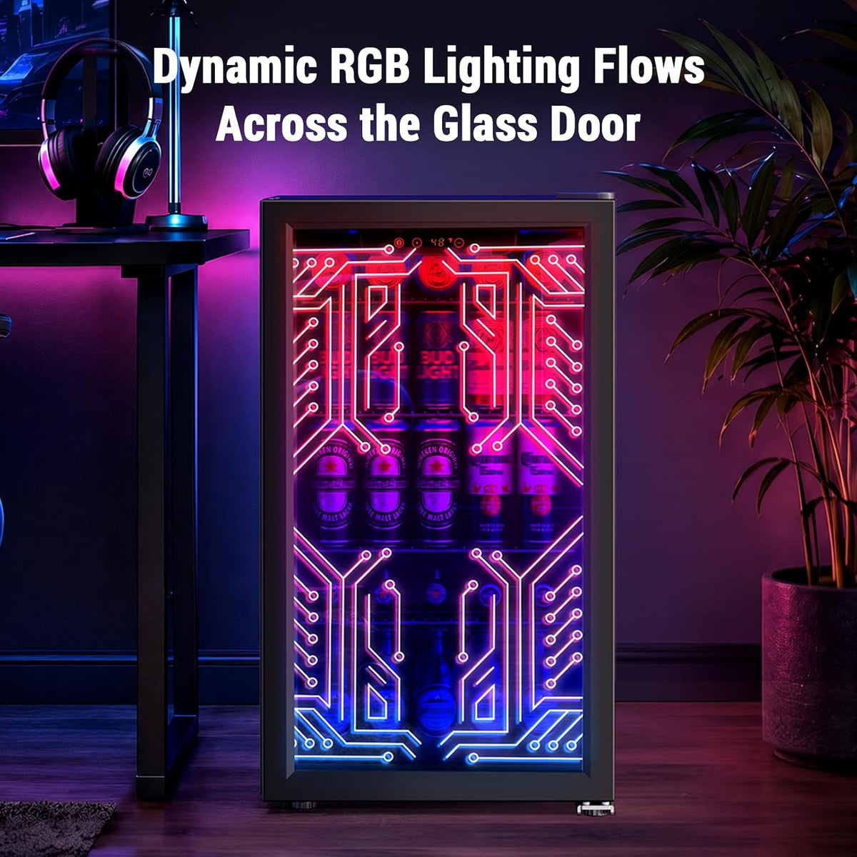 Antarctic Star 3.2 Cu. Ft. Gaming Beverage Refrigerator with Glass Door