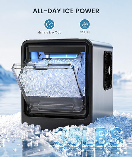Nugget Ice Maker Countertop, Ready in 4 Mins, 35Lbs/24H