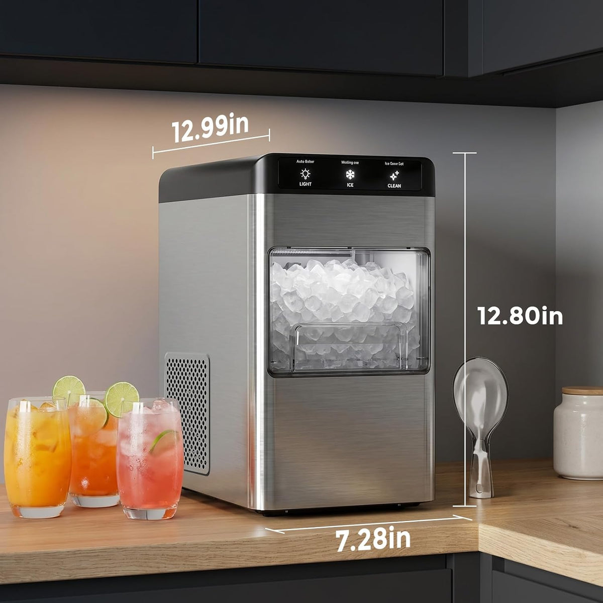 Antarctic Star Countertop Nugget Ice Maker, 6-8 Mins Fast Ice Making, 34 lbs/24H