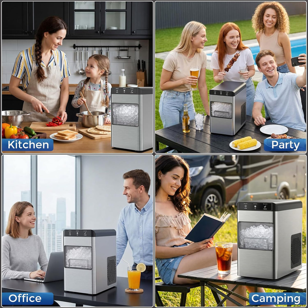 Antarctic Star Countertop Nugget Ice Maker, 6-8 Mins Fast Ice Making, 34 lbs/24H