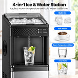 4-in-1 Bottom-Loading Water Cooler with Ice Maker, Deep Black