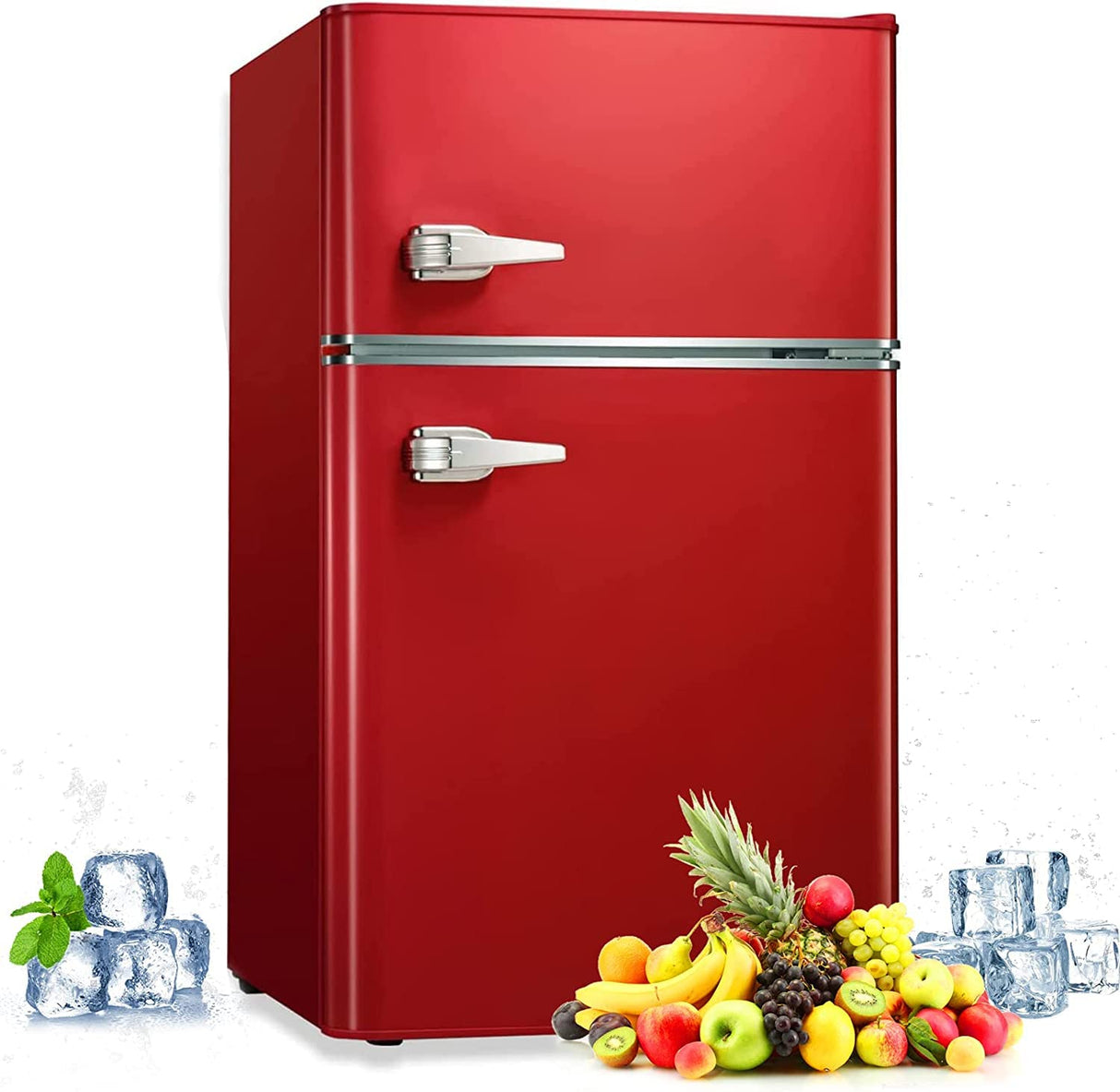 Antarctic Star Compact Mini Refrigerator Separate Freezer, Small Fridge Double 2-Door Adjustable Removable