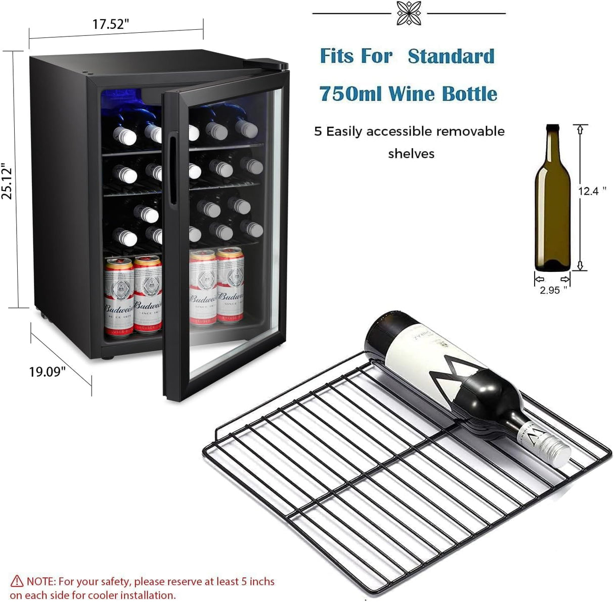 Antarctic Star 24 Bottle Wine Cooler/Cabinet Beverage Refrigerator