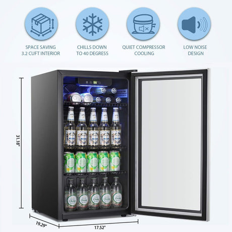 Antarctic Star Beverage Refrigerator Cooler-3.2cu.ft