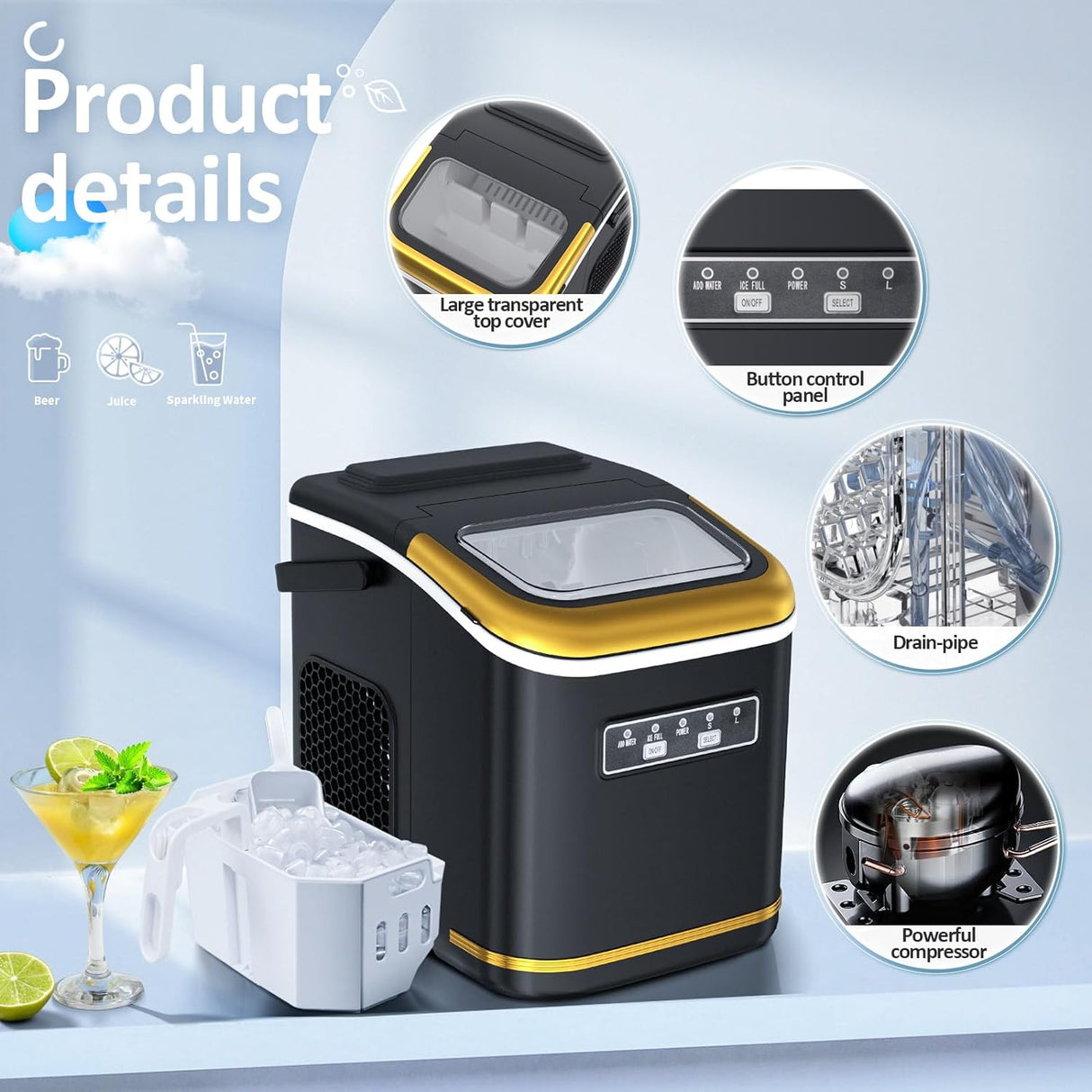 Countertop Ice Maker Antarctic Star Retro Ice Machine