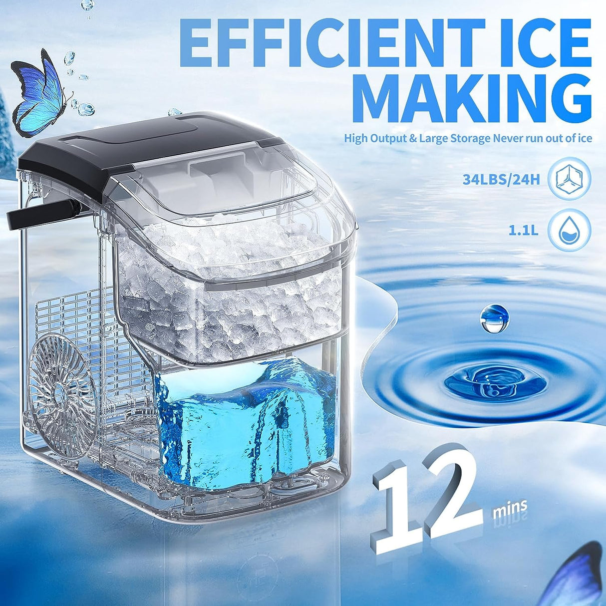 Nugget Countertop Ice Maker with Soft Chewable Pellet Ice