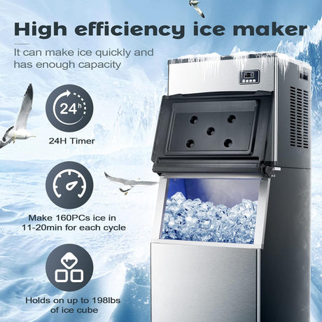 Antarctic Star Commercial Ice Maker Machine Freezer Large Storage