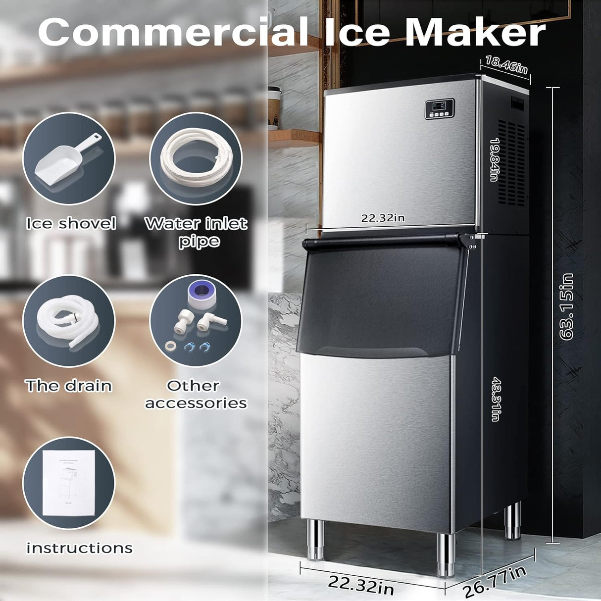 Antarctic Star Commercial Ice Maker Machine Freezer Large Storage