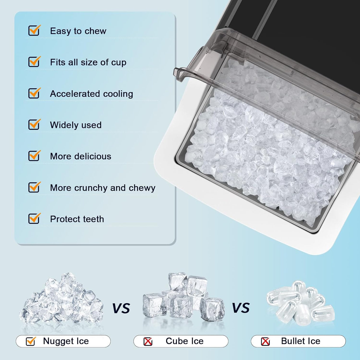 Nugget Countertop Ice Maker with Soft Chewable Pellet Ice