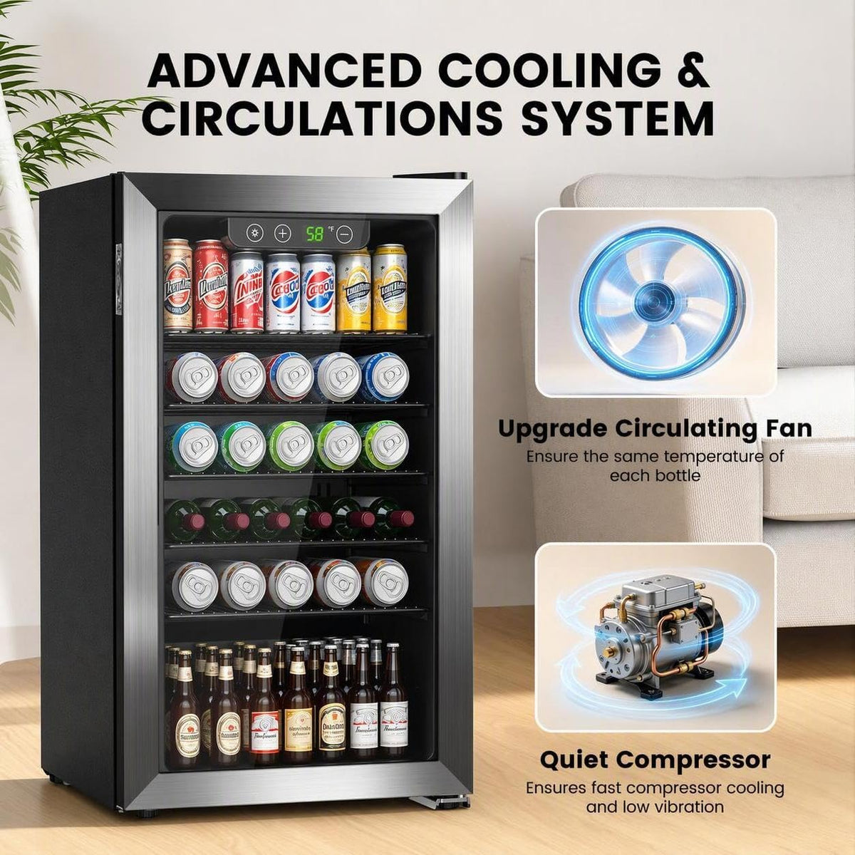 Antarctic Star 130 Can Mini Fridge, 3.1 Cu. Ft. Beverage Cooler with Adjustable Digital Thermostat - ANTARCTIC-STARBeverage Refrigerators