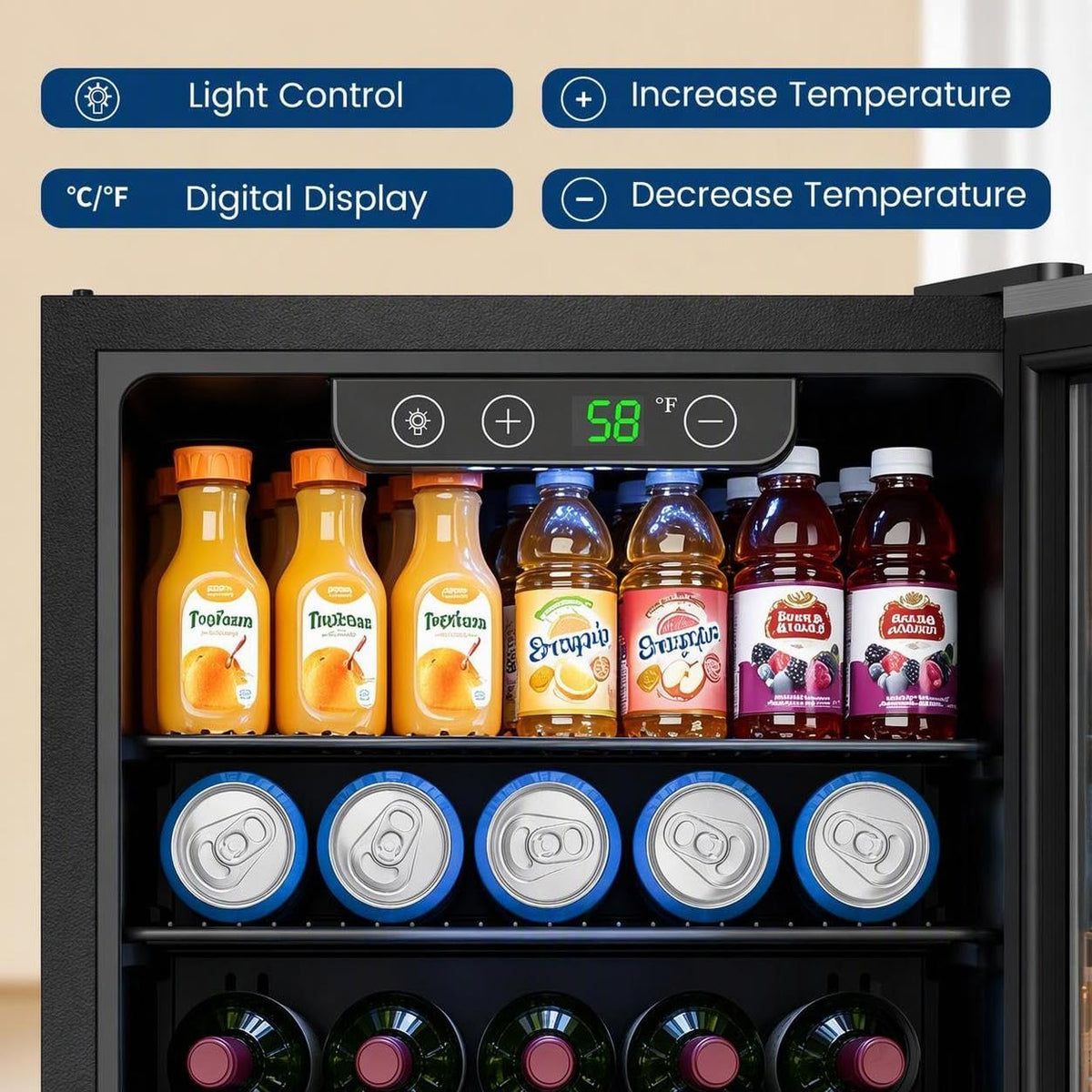 Antarctic Star 130 Can Mini Fridge, 3.1 Cu. Ft. Beverage Cooler with Adjustable Digital Thermostat - ANTARCTIC-STARBeverage Refrigerators