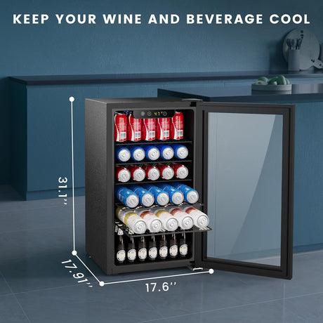Antarctic Star 130 Can Mini Fridge, 3.1 Cu. Ft. Beverage Cooler with Adjustable Digital Thermostat - ANTARCTIC-STARBeverage Refrigerators