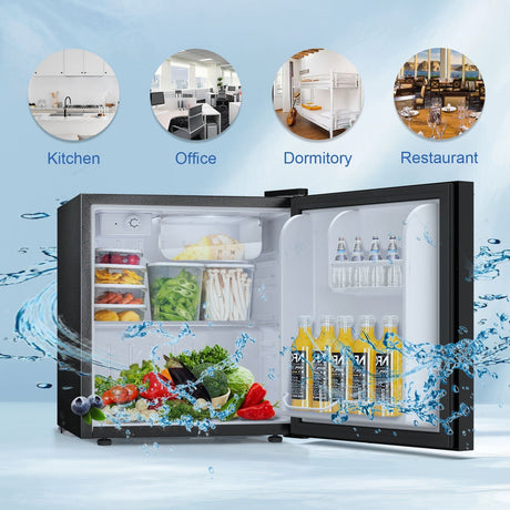 Antarctic Star 1.6Cu.Ft Compact Refrigerator Mini Fridge Glass Door Low Noise Freezer Storage of Beverages Vegetables Fruits, Black - ANTARCTIC - STAR