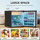 Antarctic Star 1.7Cu.Ft Compact Refrigerator Mini Fridge Glass Door Low Noise Freezer Storage of Beverages Vegetables Fruits, Black - ANTARCTIC - STARMini Fridge
