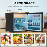 Antarctic Star 1.7Cu.Ft Compact Refrigerator Mini Fridge Glass Door Low Noise Freezer Storage of Beverages Vegetables Fruits, Black - ANTARCTIC - STARMini Fridge