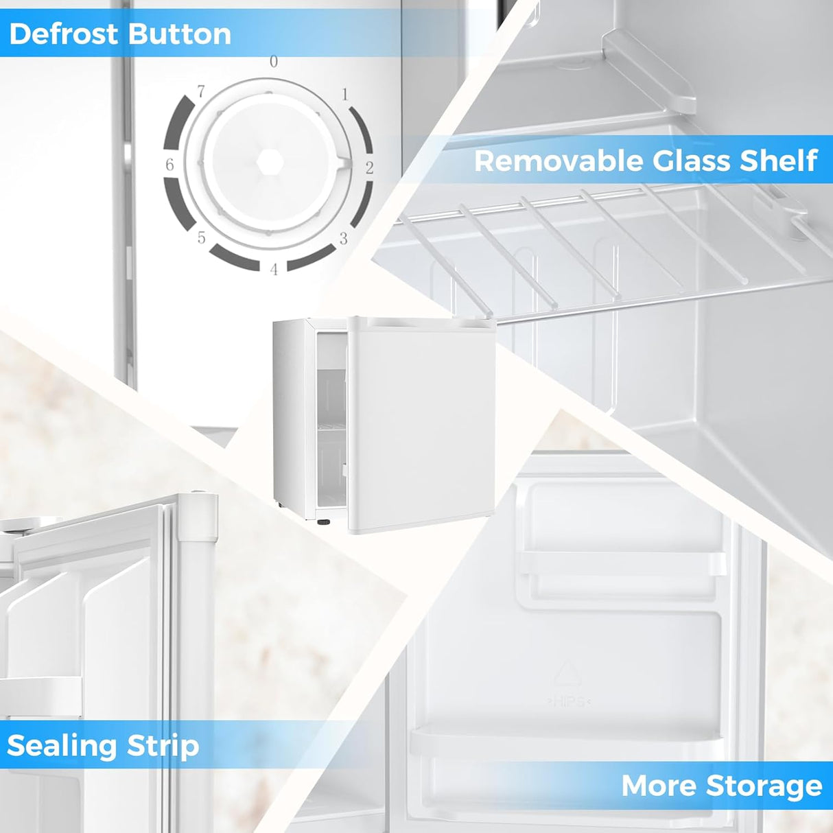 Antarctic Star 1.7Cu.Ft Compact Refrigerator Mini Fridge Glass Door Low Noise Freezer Storage of Beverages Vegetables Fruits, Black - ANTARCTIC - STARMini Fridge