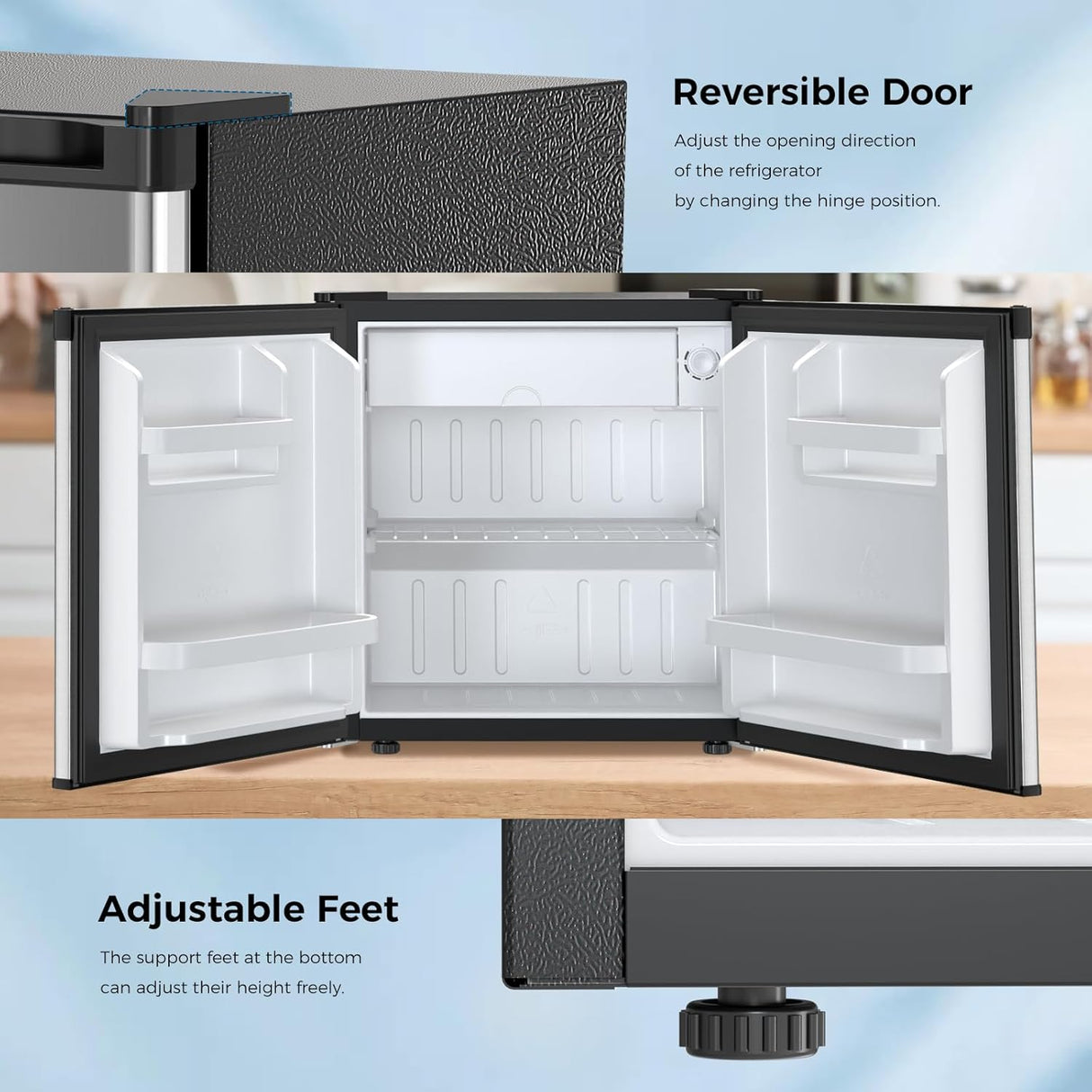 Antarctic Star 1.7Cu.Ft Compact Refrigerator Mini Fridge Glass Door Low Noise Freezer Storage of Beverages Vegetables Fruits, Black - ANTARCTIC - STARMini Fridge