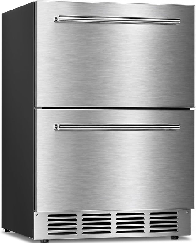 Antarctic Star 24-Inch Outdoor Dual-Zone Beverage Refrigerator, Double Drawer Undercounter Built-In or Freestanding Cooler - ANTARCTIC-STARBeverage Refrigerators