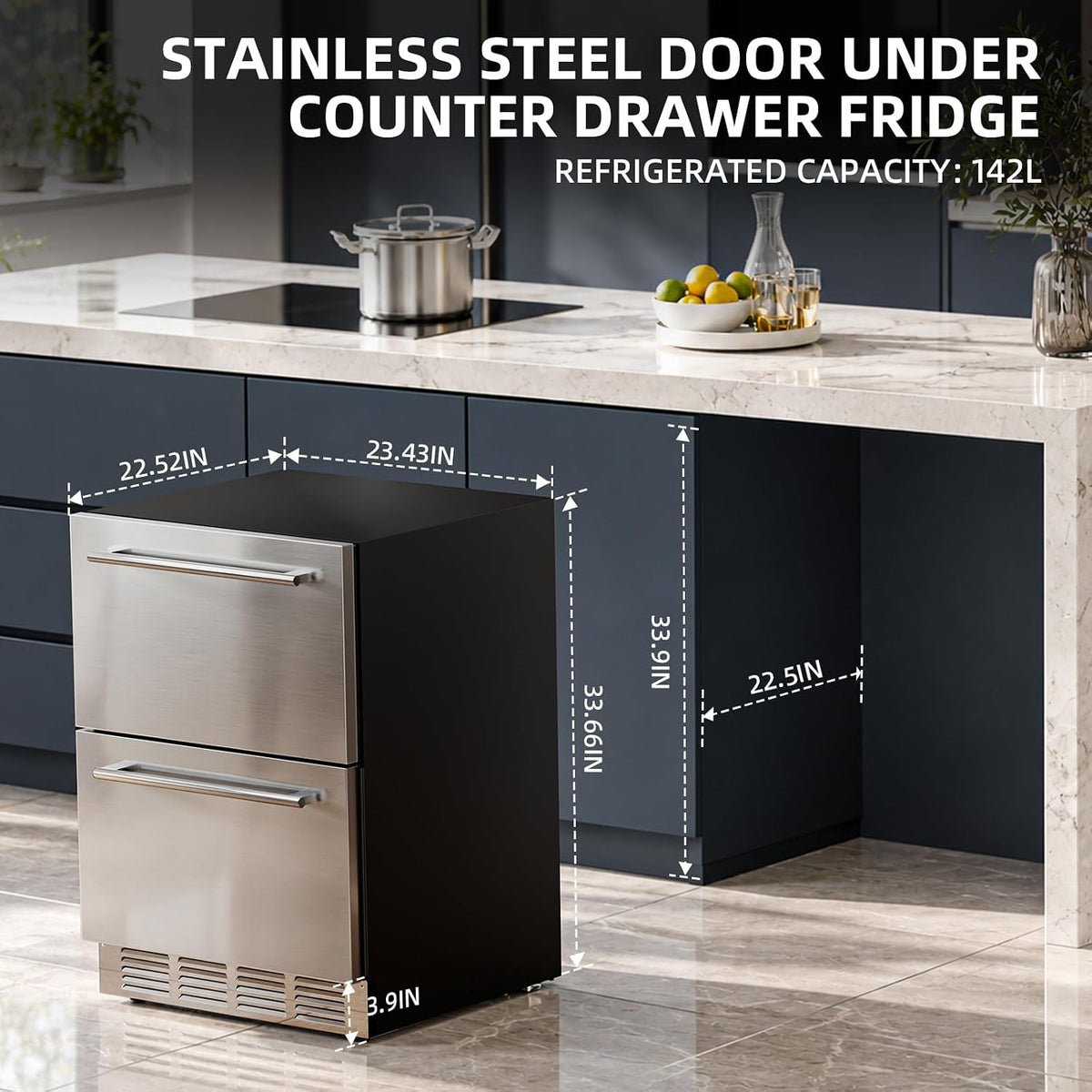 Antarctic Star 24-Inch Outdoor Dual-Zone Beverage Refrigerator, Double Drawer Undercounter Built-In or Freestanding Cooler - ANTARCTIC-STARBeverage Refrigerators